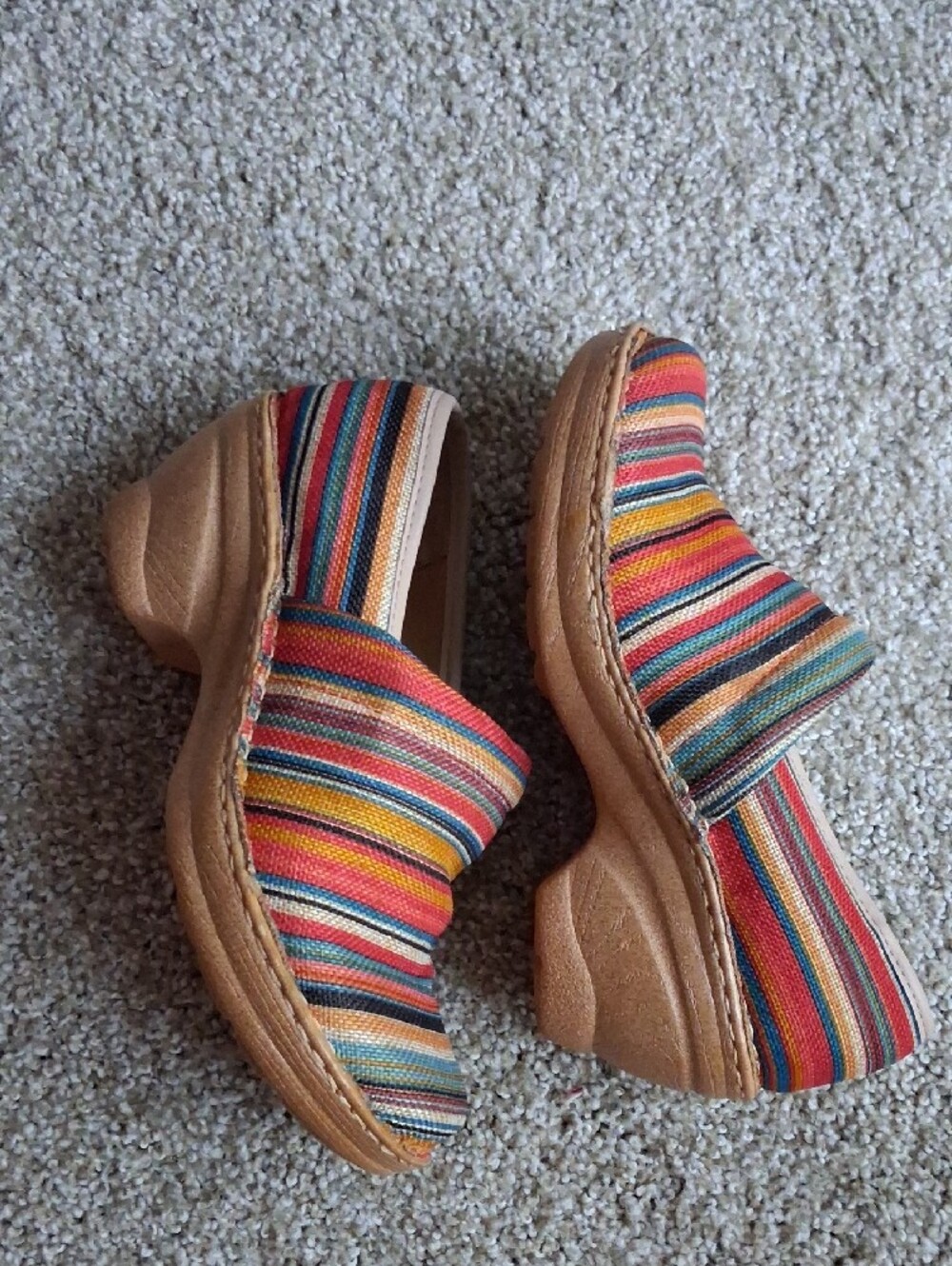 Softspots Multi-Color Striped Canvas Mules